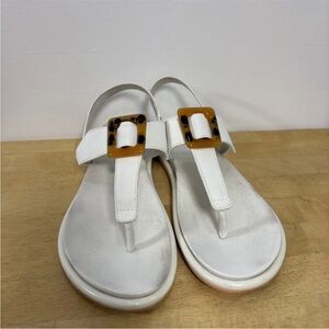 Olukai Paniolo Women's Leather Sandals, Brown/white, Size US W 8/Eur 38 White